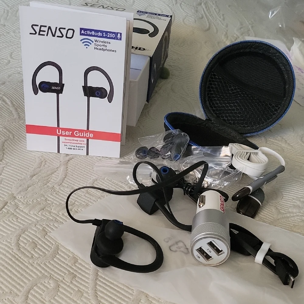 SENSO Black and Silver Bluetooth Headset with Noise Cancellation